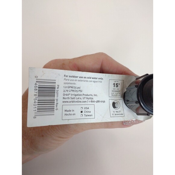 Orbit 54011 Quarter Spray 90° Pattern Shrub Sprinkler Head 1 GPM 25 PSI. - Picture 7 of 11